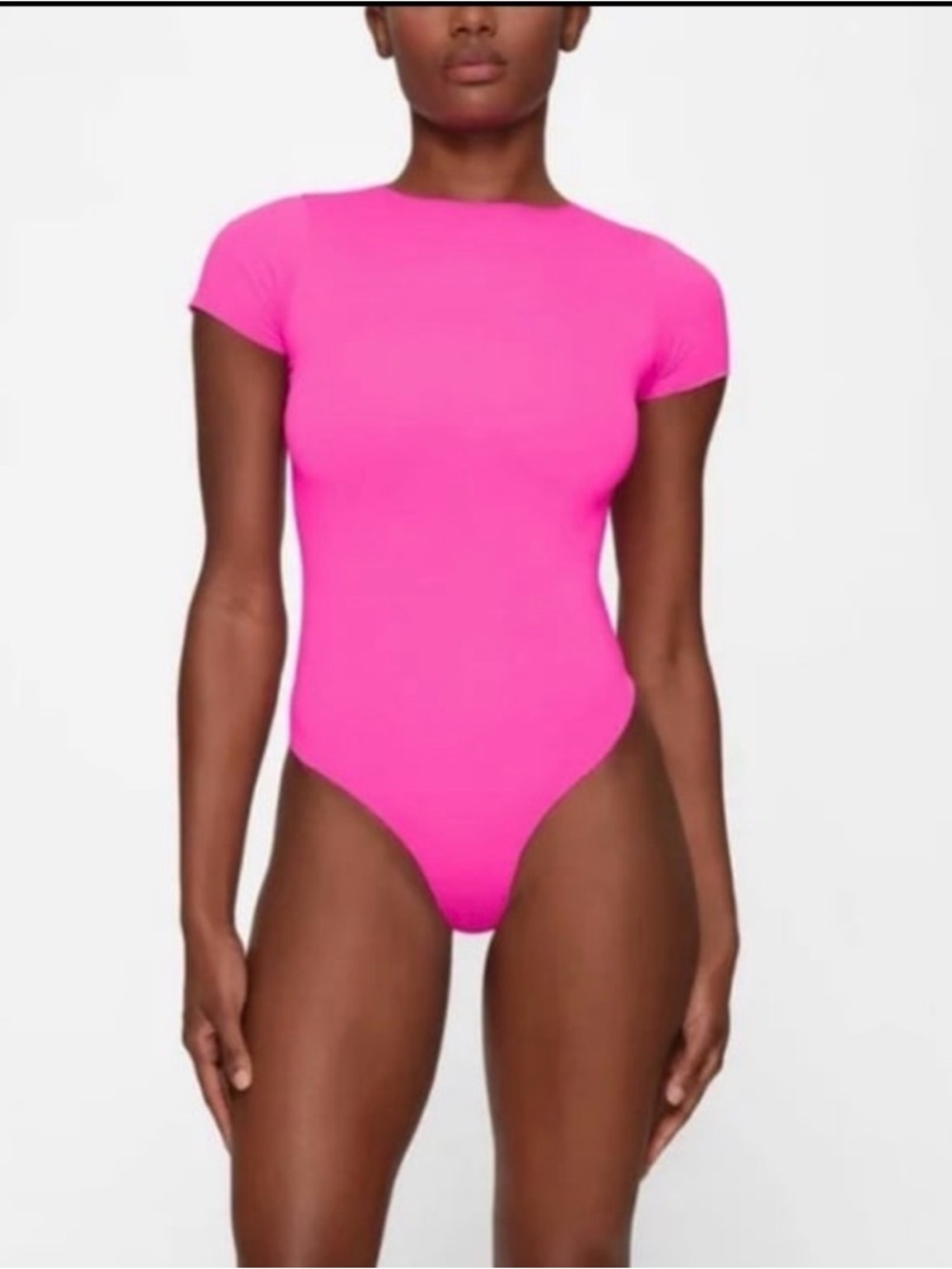 SKIMS Neon Pink Short-Sleeve Body Suit